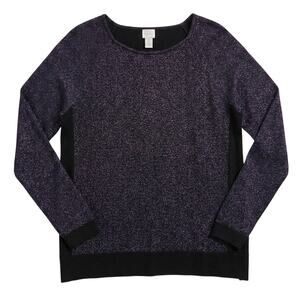 Weekends by Chico's Womens L Whimsigoth Fairy Goth Romantic Metallic Sweater